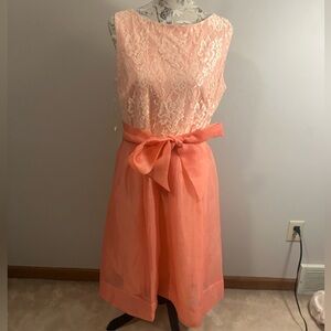 Chaya Peach Lace and satin sleeveless Dress Size 12
